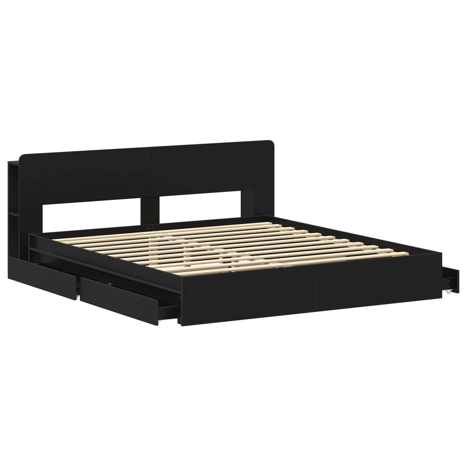Telaio del letto con storage con cassetto Nero 200 x 200 cm | homemem39