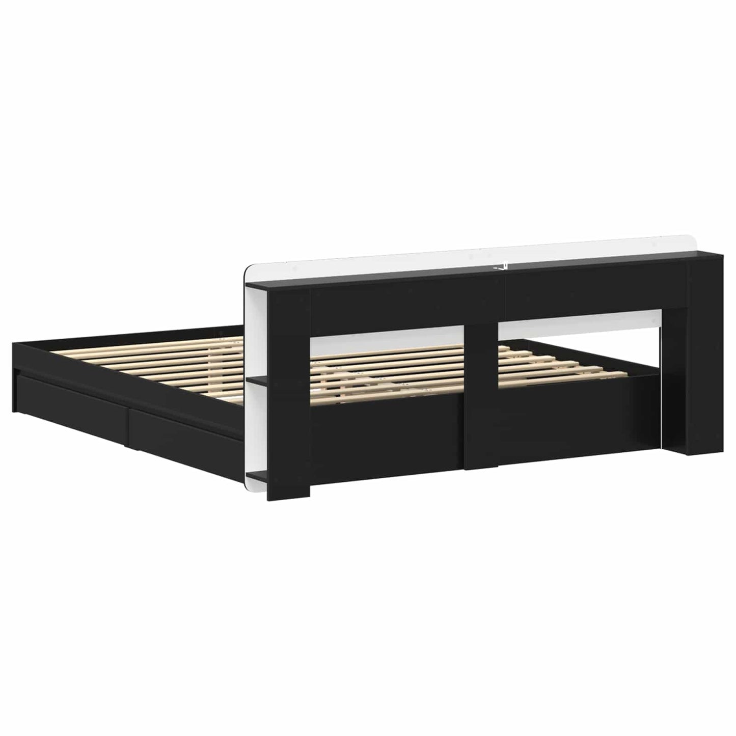 Telaio del letto con storage con cassetto Nero 200 x 200 cm | homemem39
