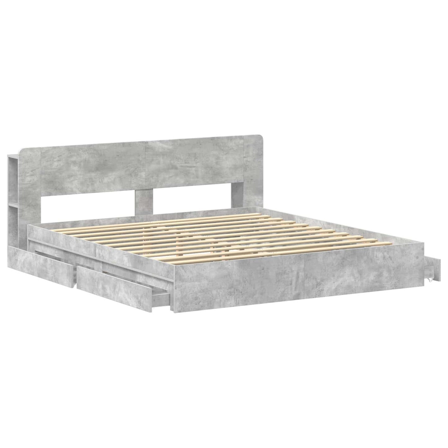 Telaio del letto con storage Grigio Cemento 200 x 200 cm | homemem39