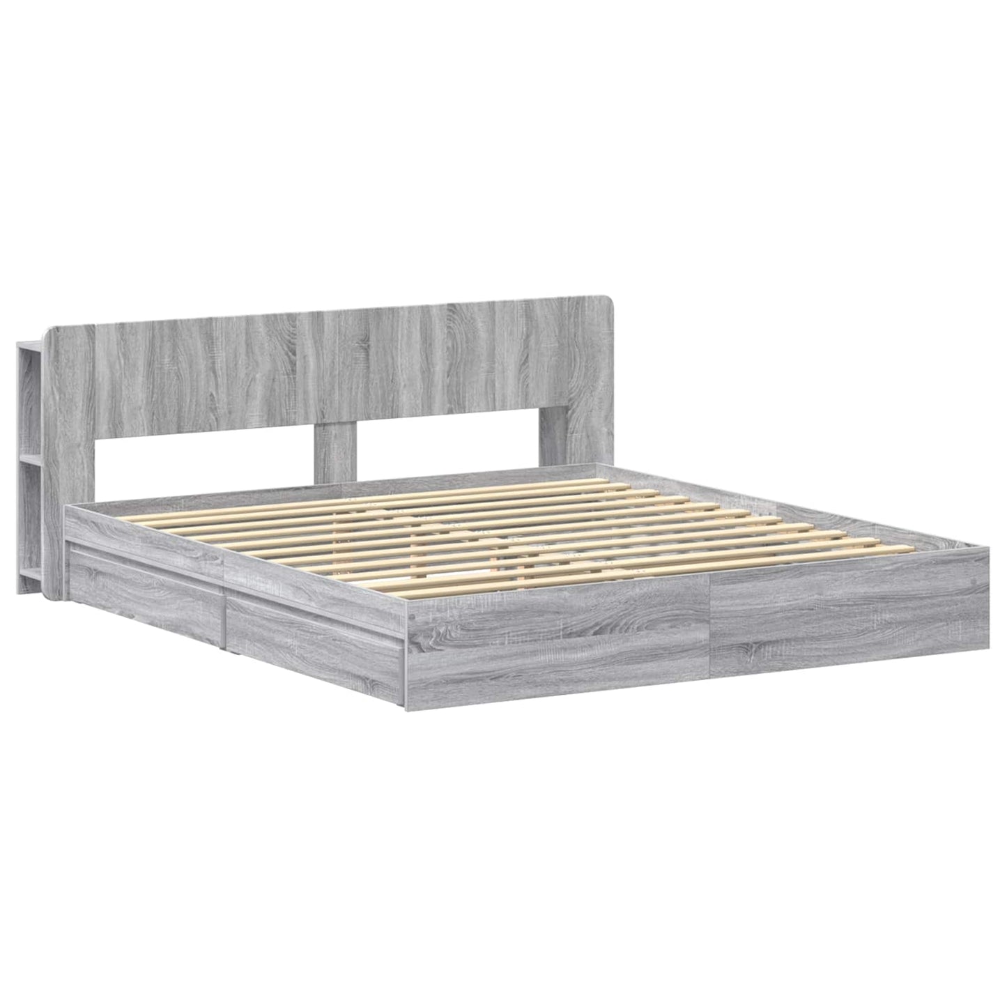 Telaio del letto con storage Sonoma grigio 200 x 200 cm | homemem39
