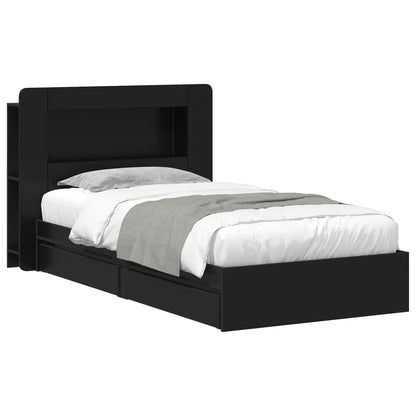 Telaio del letto con storage con cassetto Nero 75 x 190 cm | homemem39