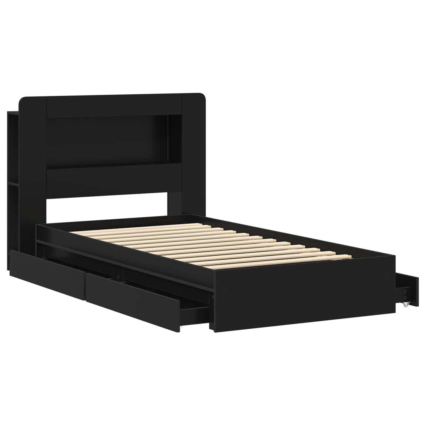 Telaio del letto con storage con cassetto Nero 75 x 190 cm | homemem39