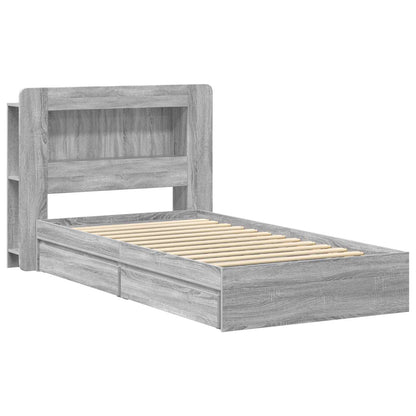 Telaio del letto con storage Sonoma grigio 75 x 190 cm | homemem39