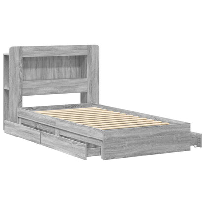 Telaio del letto con storage Sonoma grigio 75 x 190 cm | homemem39