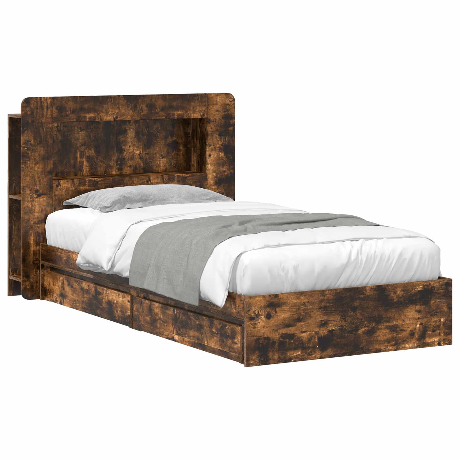 Telaio del letto con storage Rovere Fumo 75 x 190 cm | homemem39