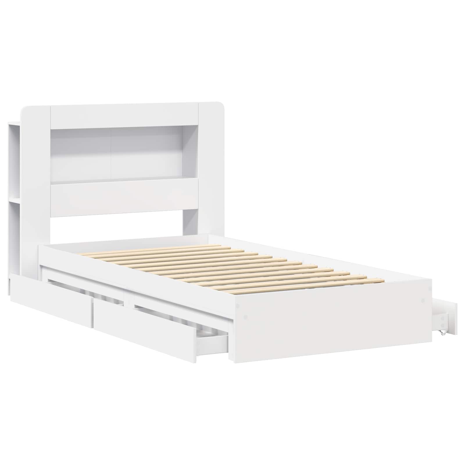 Telaio del letto con storage con cassetto Bianco 75 x 190 cm | homemem39