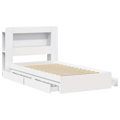 Telaio del letto con storage con cassetto Bianco 75 x 190 cm | homemem39