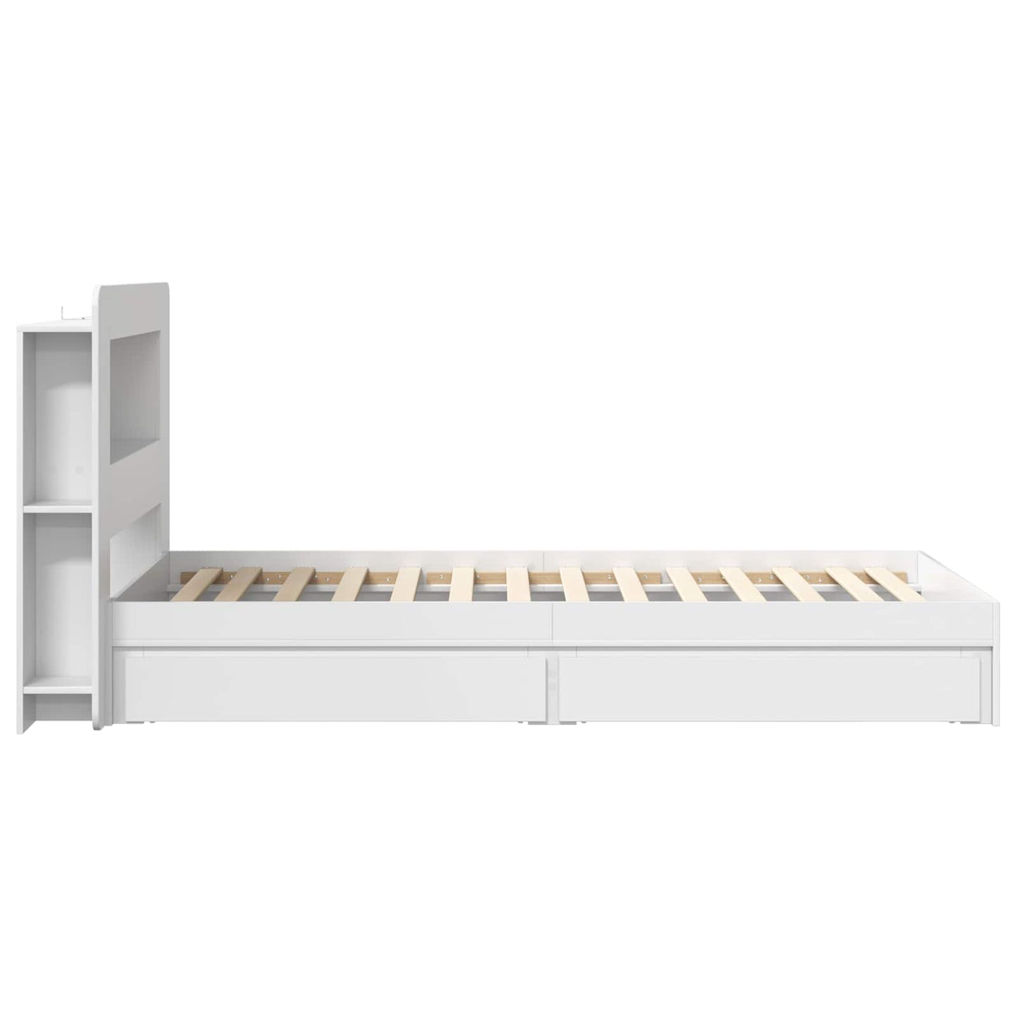 Telaio del letto con storage con cassetto Bianco 75 x 190 cm | homemem39