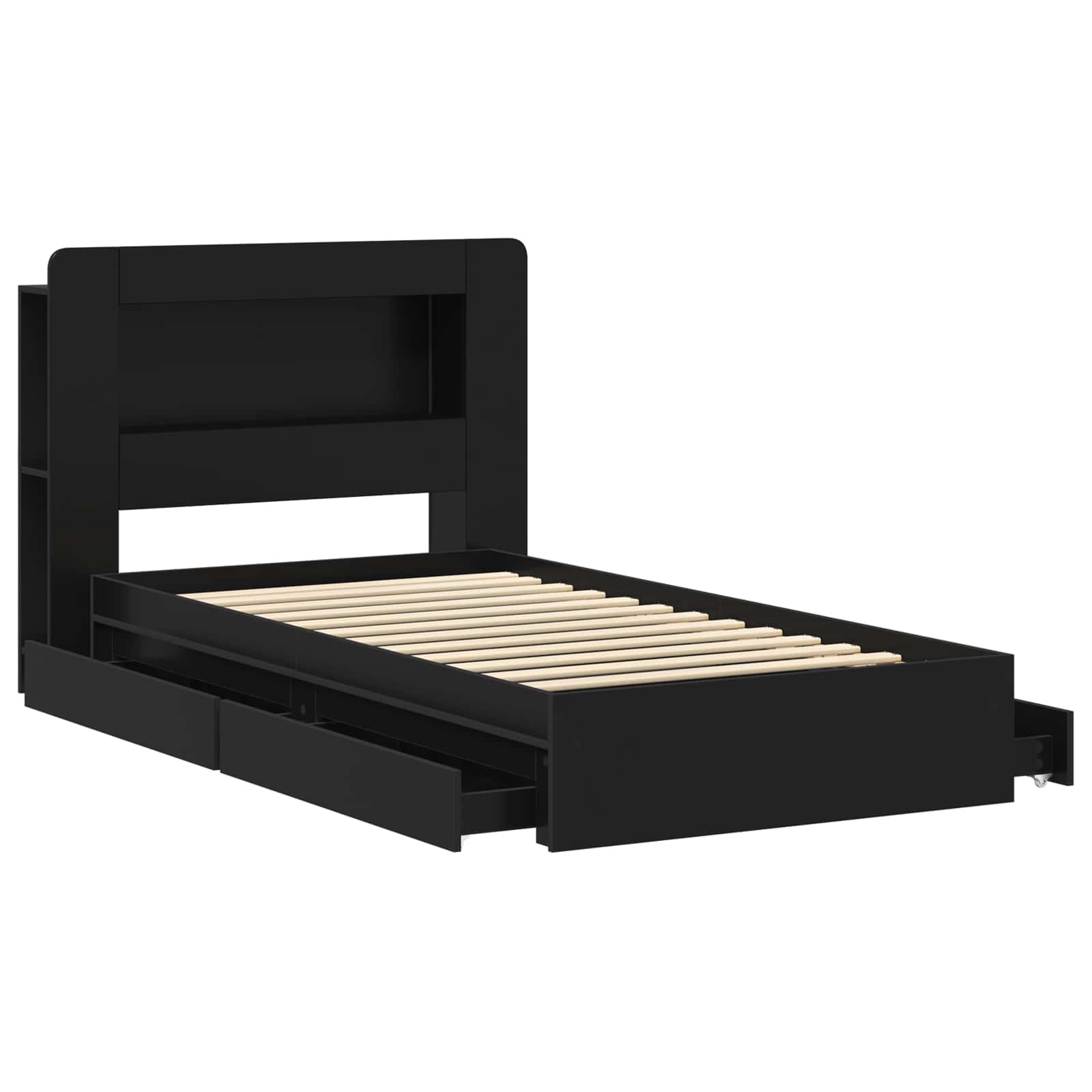 Telaio del letto con storage con cassetto Nero 90 x 190 cm | homemem39