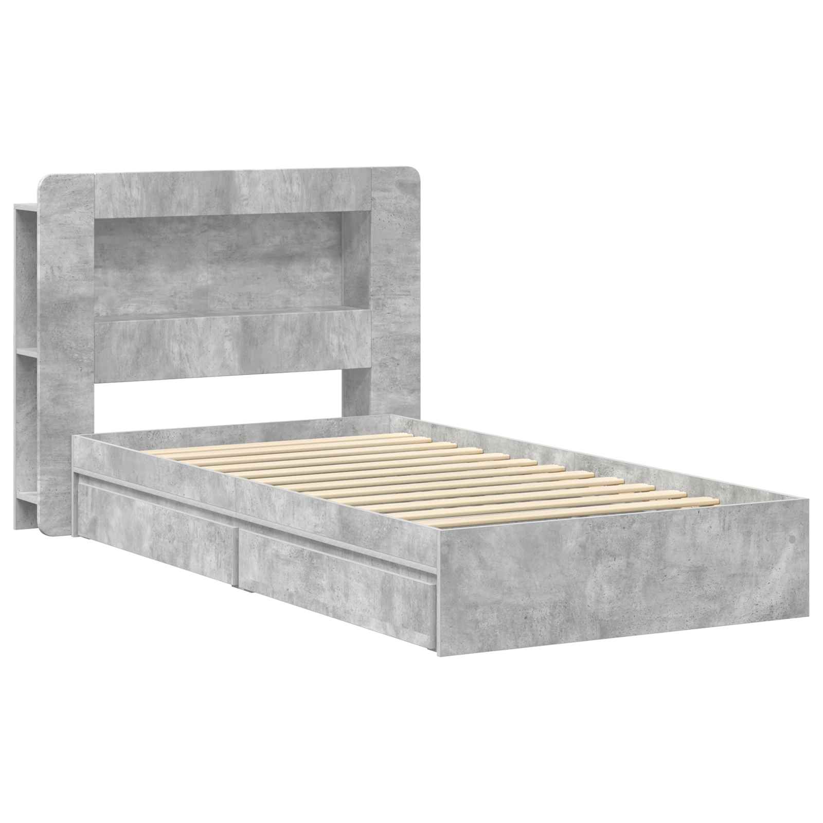 Telaio del letto con storage Grigio Cemento 90 x 190 cm | homemem39