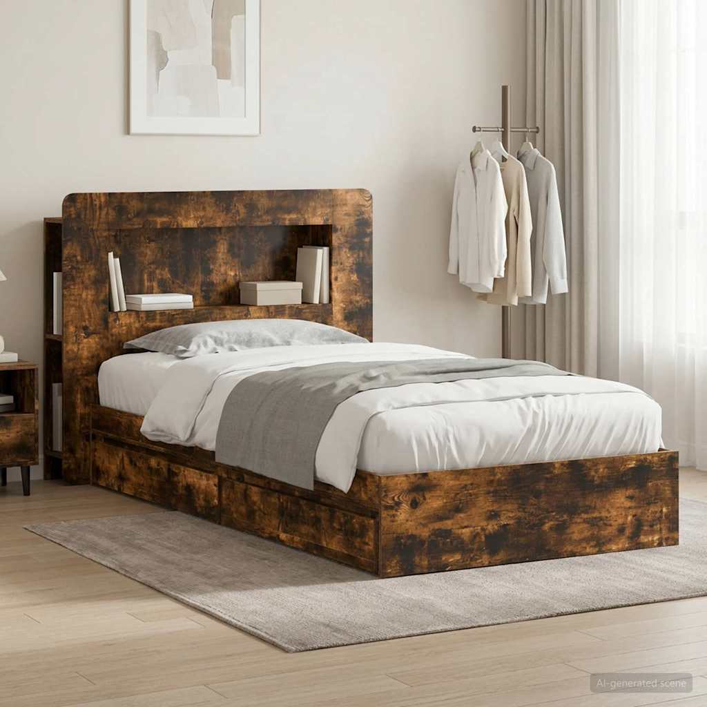 Telaio del letto con storage Rovere Fumo 100 x 200 cm | homemem39