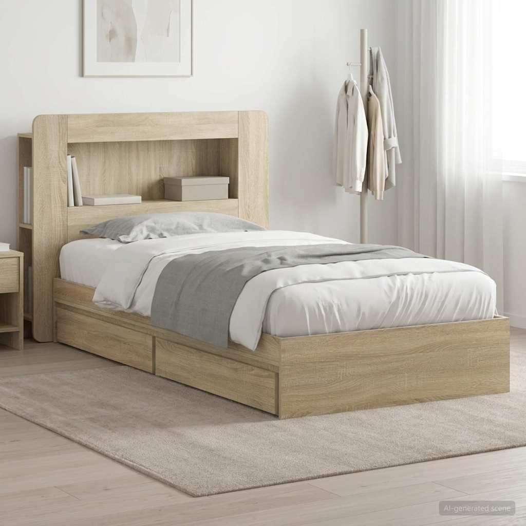 Telaio del letto con storage Rovere Sonoma 100 x 200 cm | homemem39