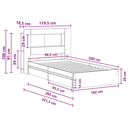 Telaio del letto con storage Rovere Sonoma 100 x 200 cm | homemem39