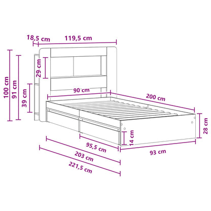 Telaio del letto con storage Sonoma grigio 90 x 200 cm | homemem39