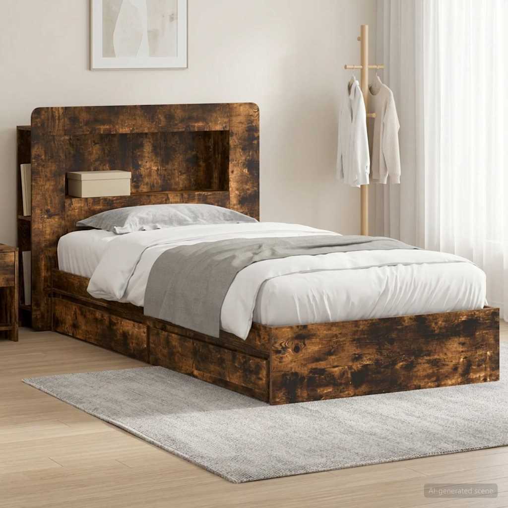 Telaio del letto con storage Rovere Fumo 90 x 200 cm | homemem39