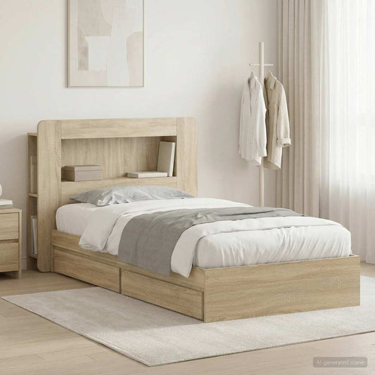 Telaio del letto con storage Rovere Sonoma 90 x 200 cm | homemem39