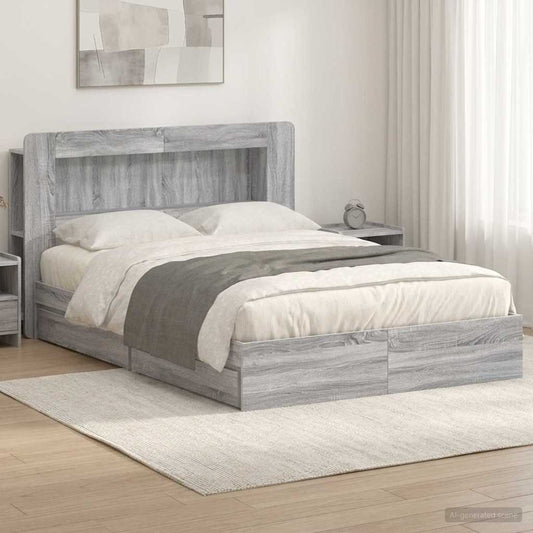 Telaio del letto con storage Sonoma grigio 140 x 200 cm | homemem39