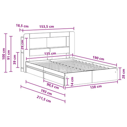 Telaio del letto con storage Grigio Cemento 135 x 190 cm | homemem39