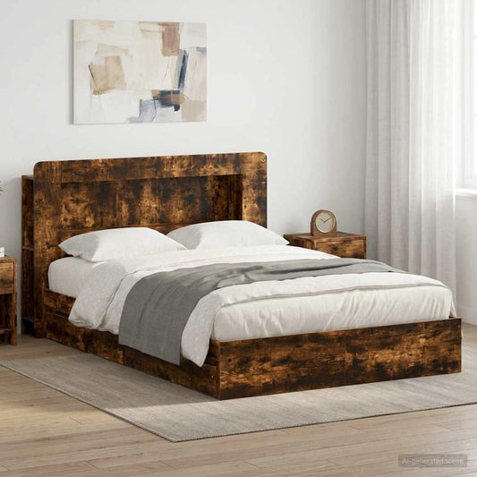 Telaio del letto con storage Rovere Fumo 135 x 190 cm | homemem39