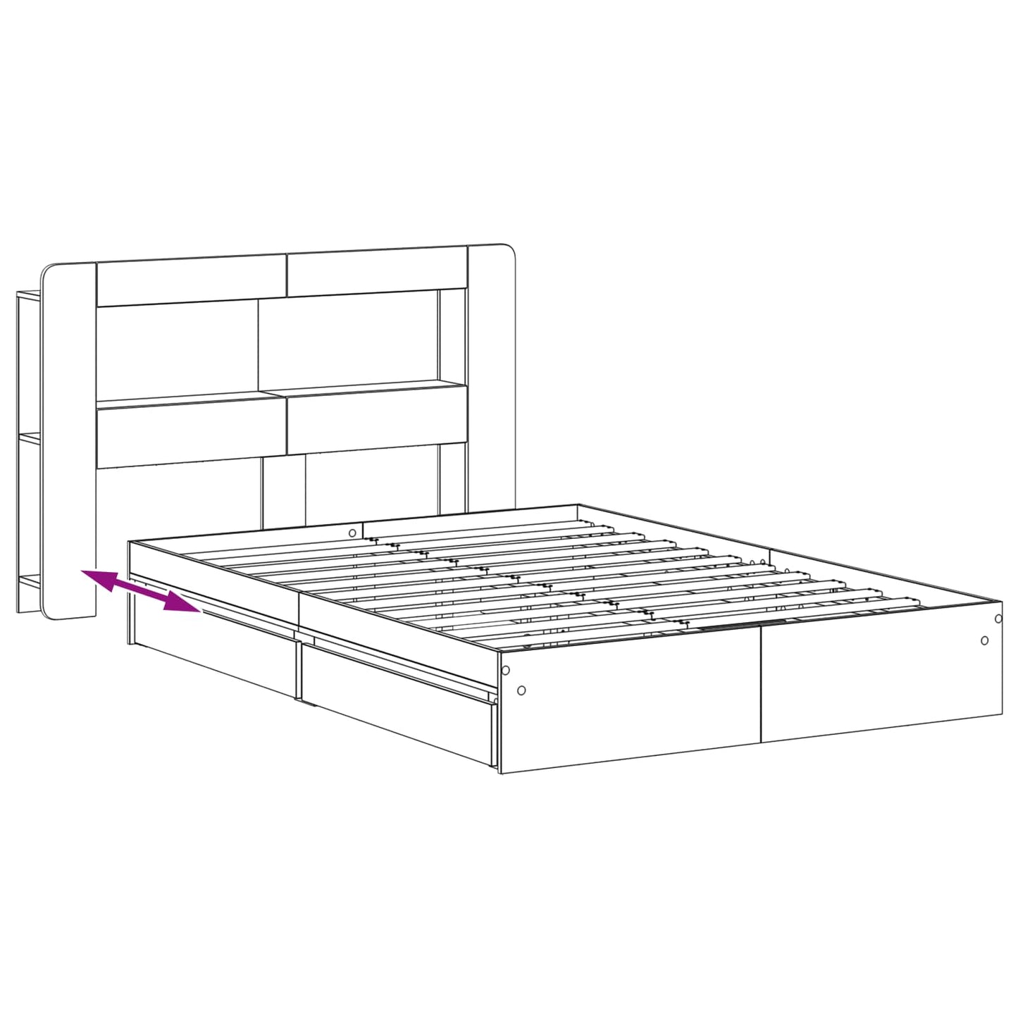 Telaio del letto con storage Rovere Fumo 135 x 190 cm | homemem39