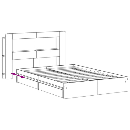 Telaio del letto con storage Rovere Fumo 135 x 190 cm | homemem39