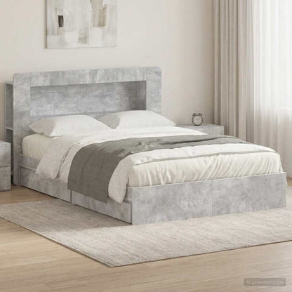 Telaio del letto con storage Grigio Cemento 150 x 200 cm | homemem39
