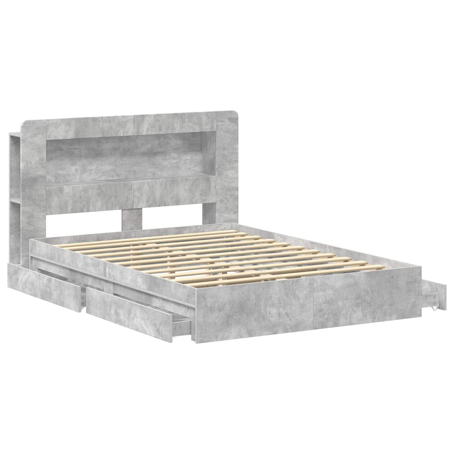 Telaio del letto con storage Grigio Cemento 150 x 200 cm | homemem39