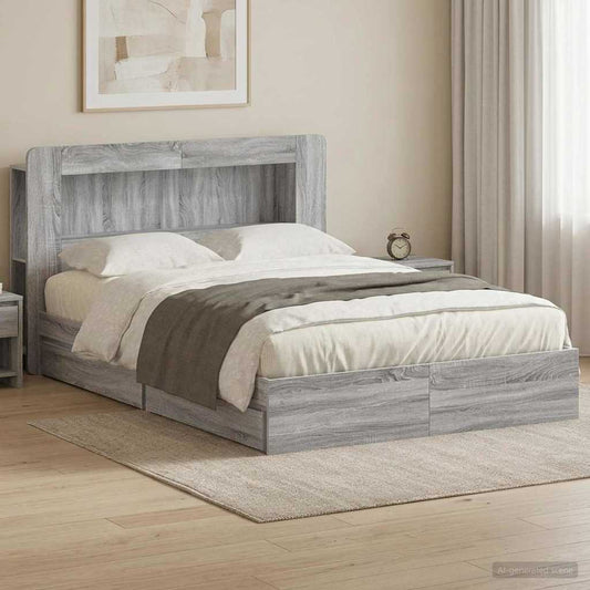 Telaio del letto con storage Sonoma grigio 150 x 200 cm | homemem39