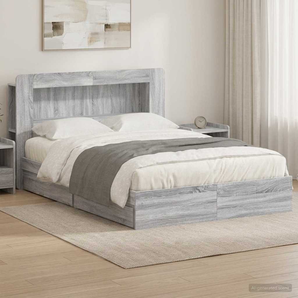 Telaio del letto con storage Sonoma grigio 160 x 200 cm