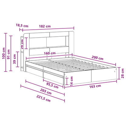 Telaio del letto con storage Sonoma grigio 160 x 200 cm | homemem39