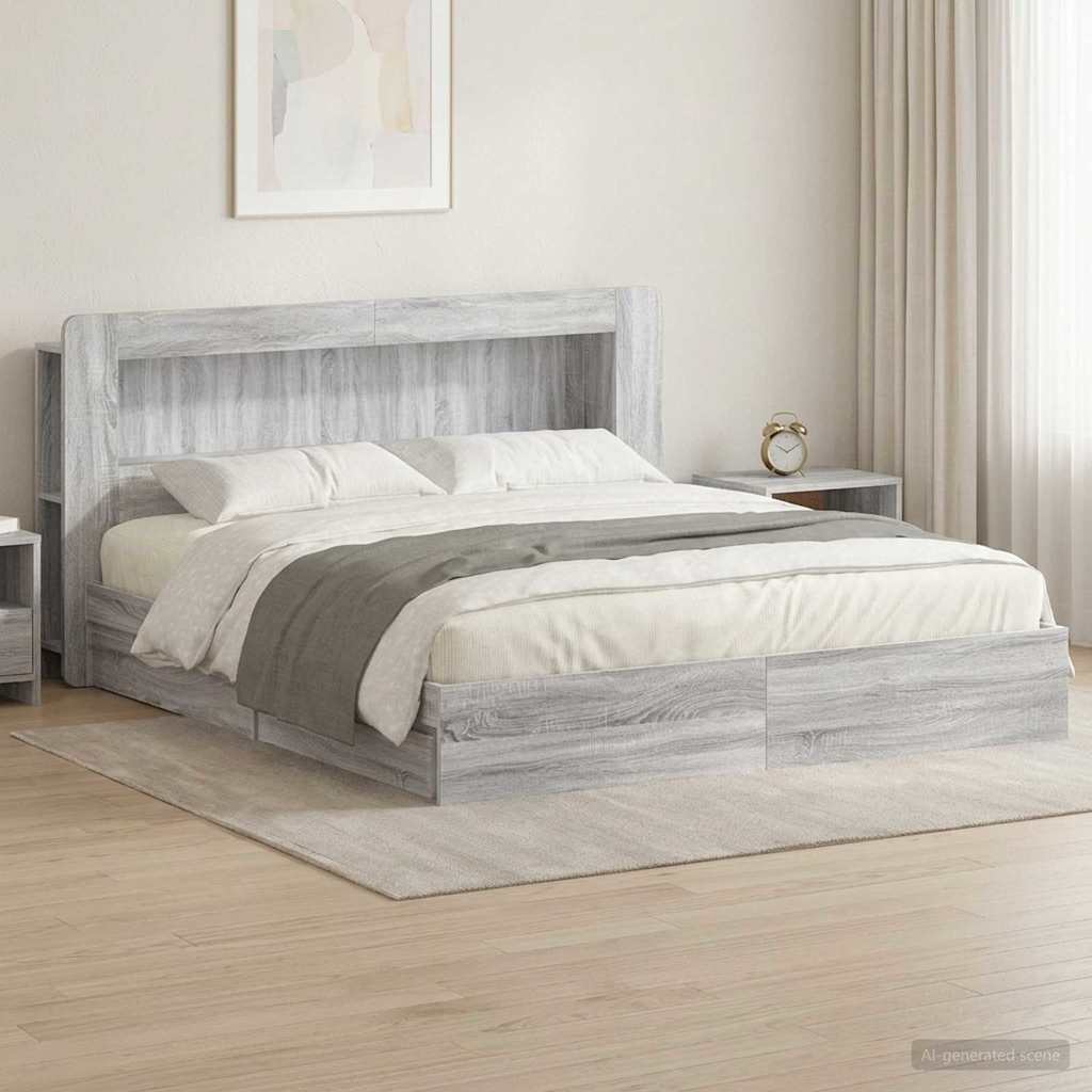 Telaio del letto con storage Sonoma grigio 180 x 200 cm