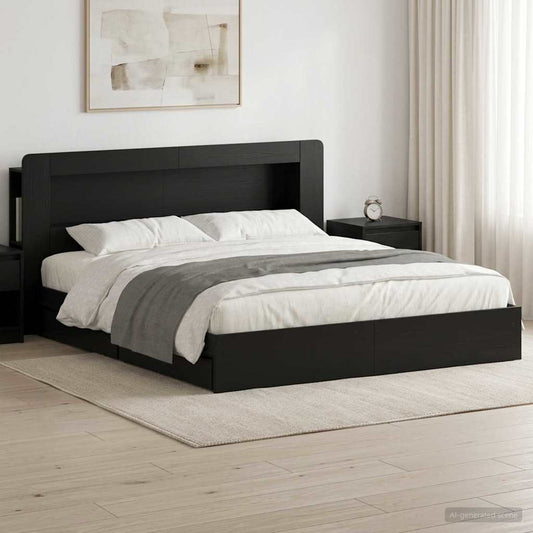 Telaio del letto con storage con cassetto Nero 200 x 200 cm