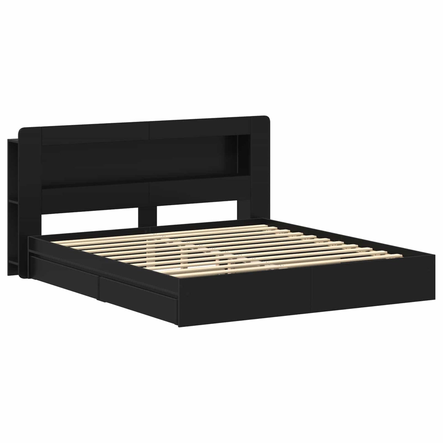 Telaio del letto con storage con cassetto Nero 200 x 200 cm