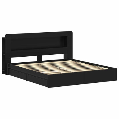 Telaio del letto con storage con cassetto Nero 200 x 200 cm
