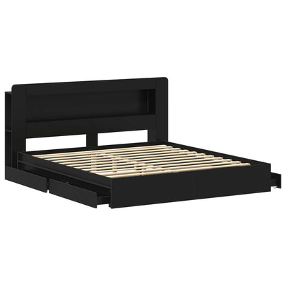 Telaio del letto con storage con cassetto Nero 200 x 200 cm