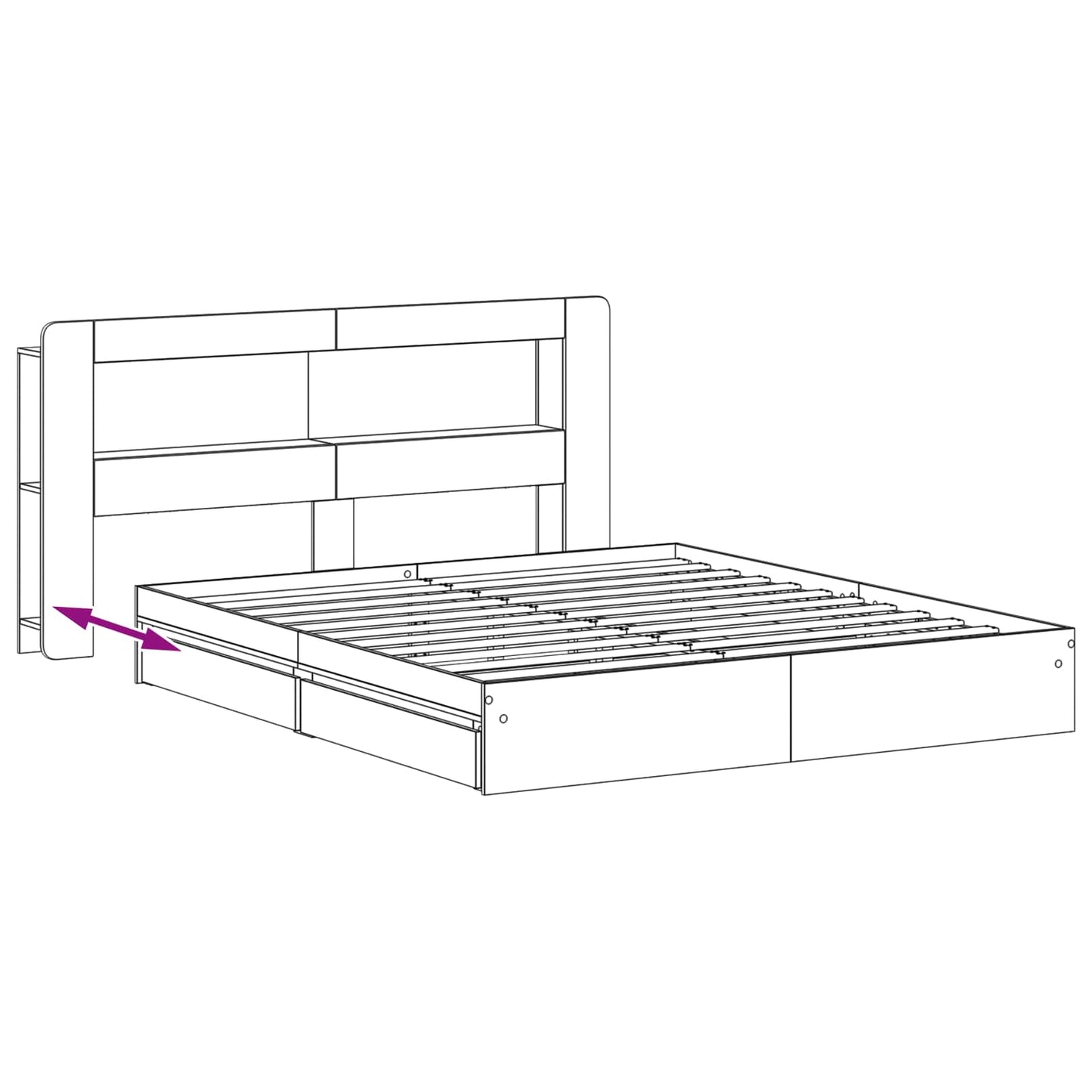 Telaio del letto con storage con cassetto Nero 200 x 200 cm