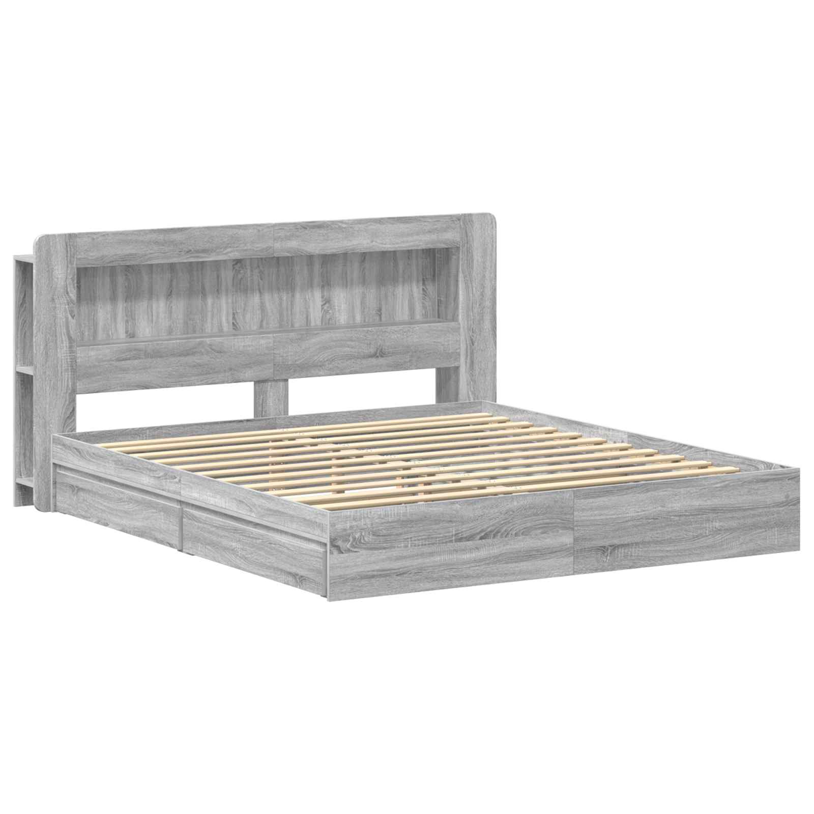 Telaio del letto con storage Sonoma grigio 200 x 200 cm | homemem39
