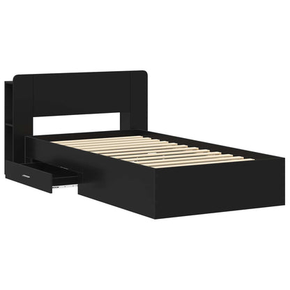 Telaio del letto con storage con testiera Nero 75 x 190 cm | homemem39
