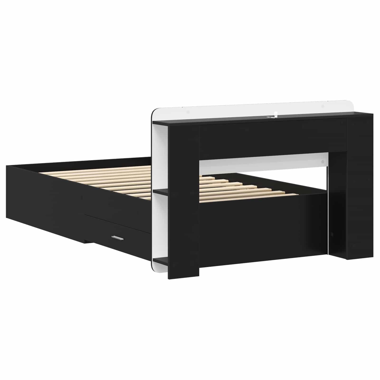 Telaio del letto con storage con testiera Nero 75 x 190 cm | homemem39