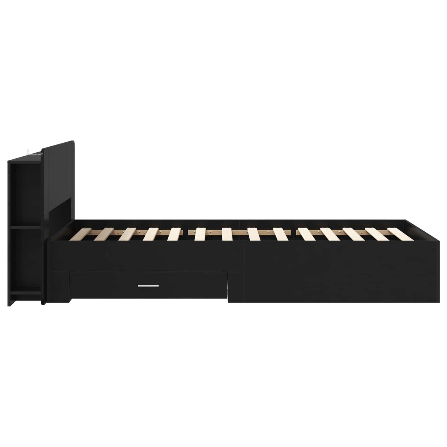 Telaio del letto con storage con testiera Nero 75 x 190 cm | homemem39