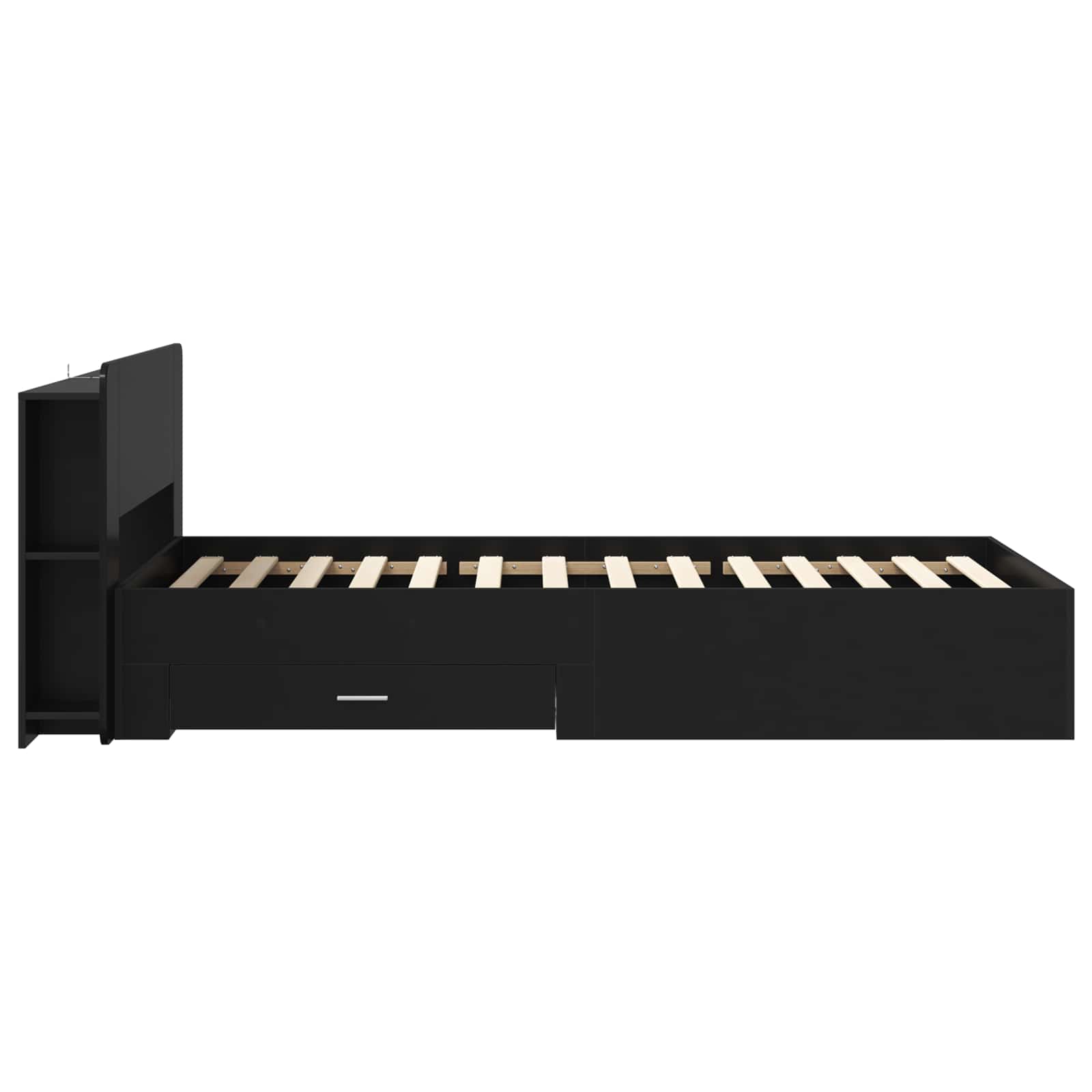 Telaio del letto con storage con testiera Nero 75 x 190 cm | homemem39
