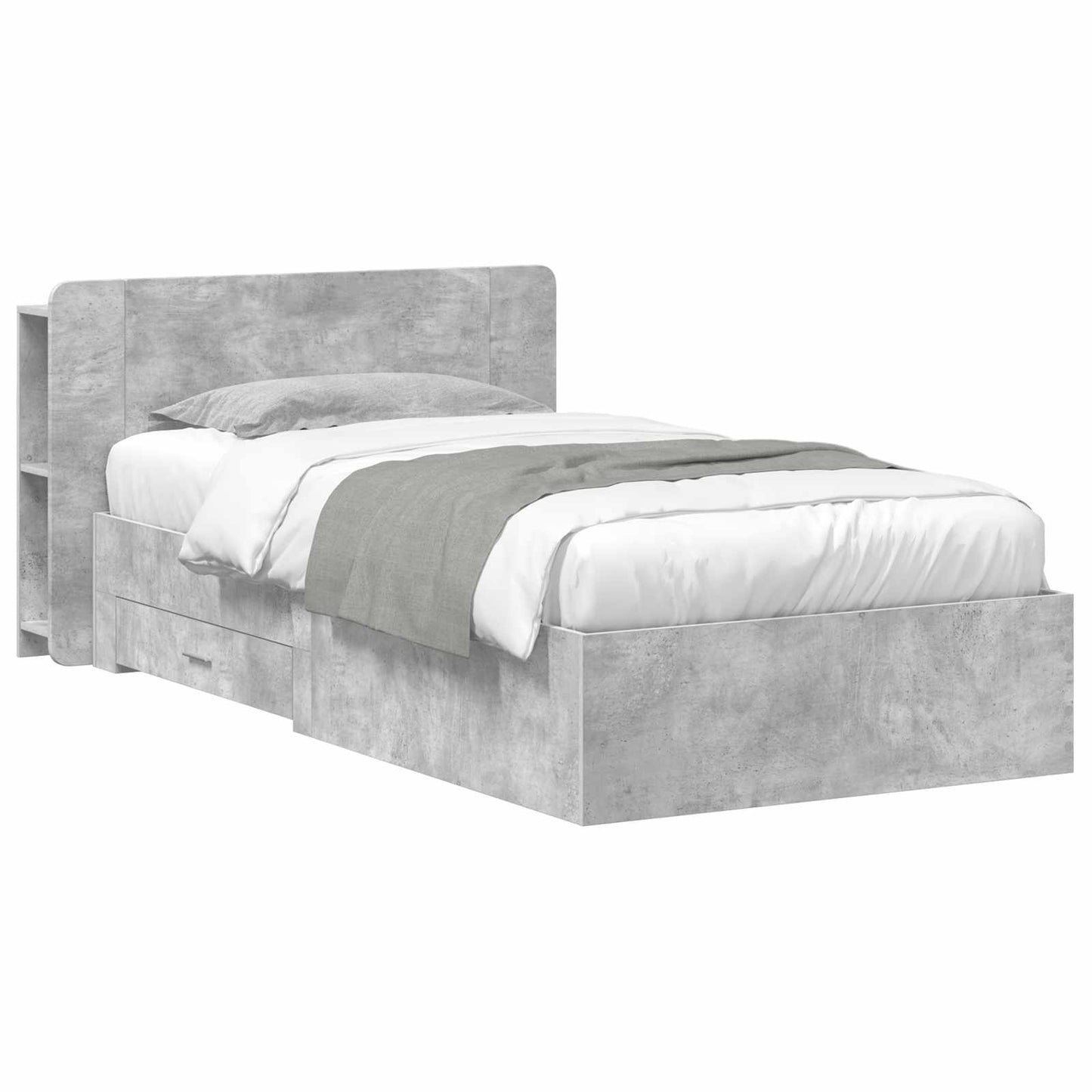 Telaio del letto con storage Grigio Cemento 75 x 190 cm | homemem39