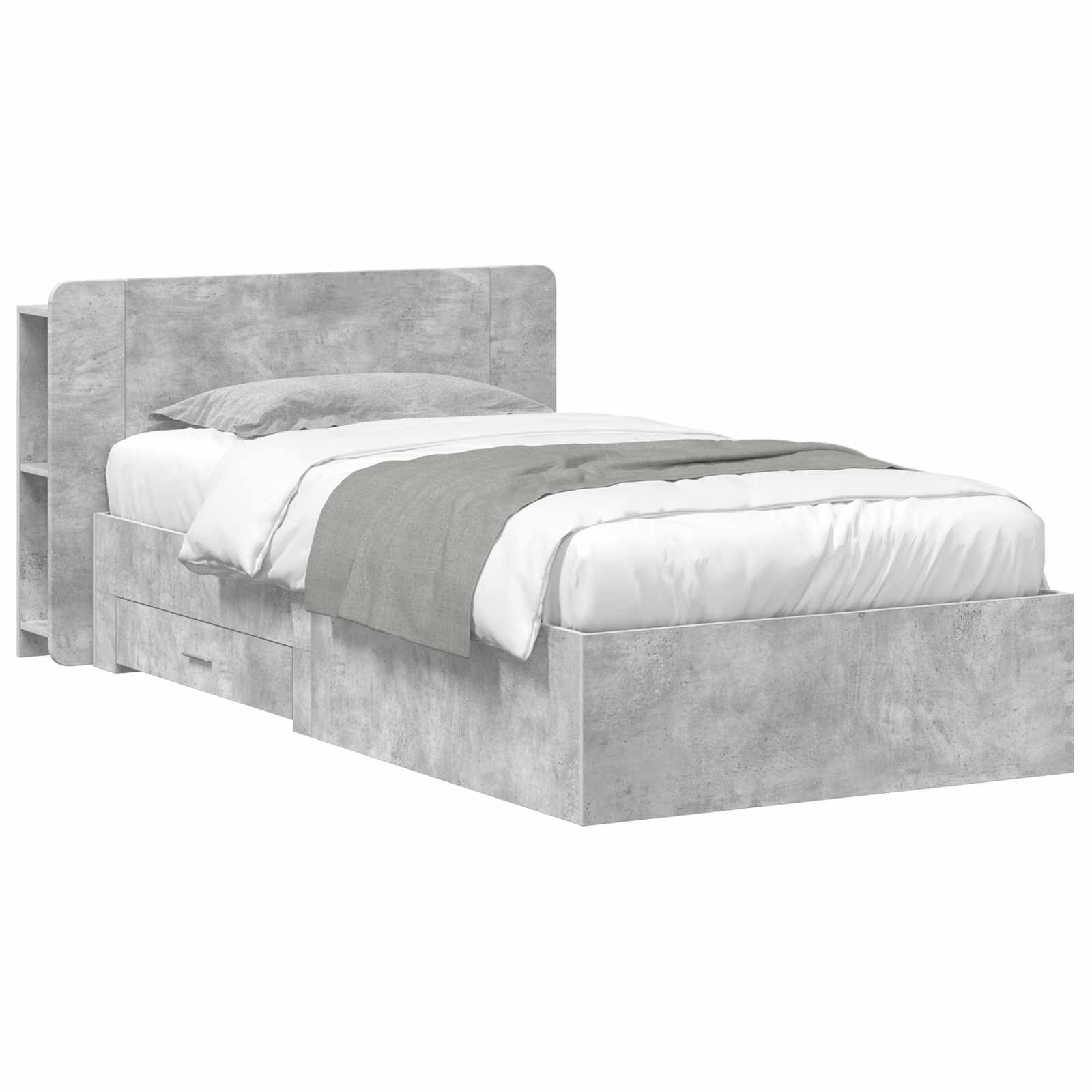 Telaio del letto con storage Grigio Cemento 75 x 190 cm | homemem39