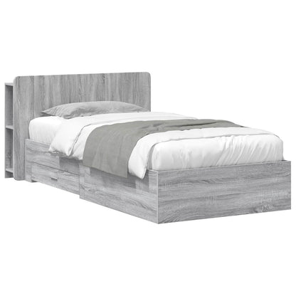 Telaio del letto con storage Sonoma grigio 75 x 190 cm | homemem39