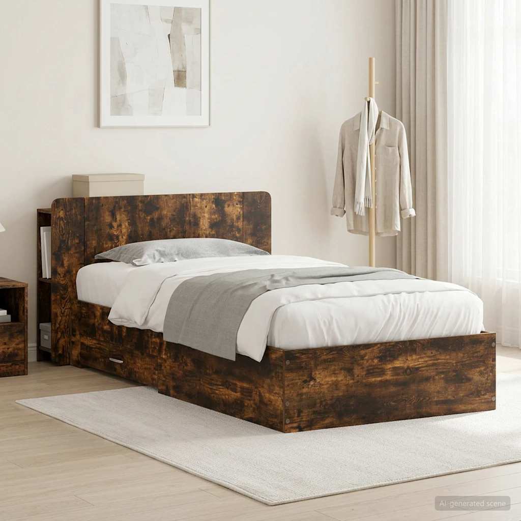 Telaio del letto con storage Rovere Fumo 80 x 200 cm | homemem39