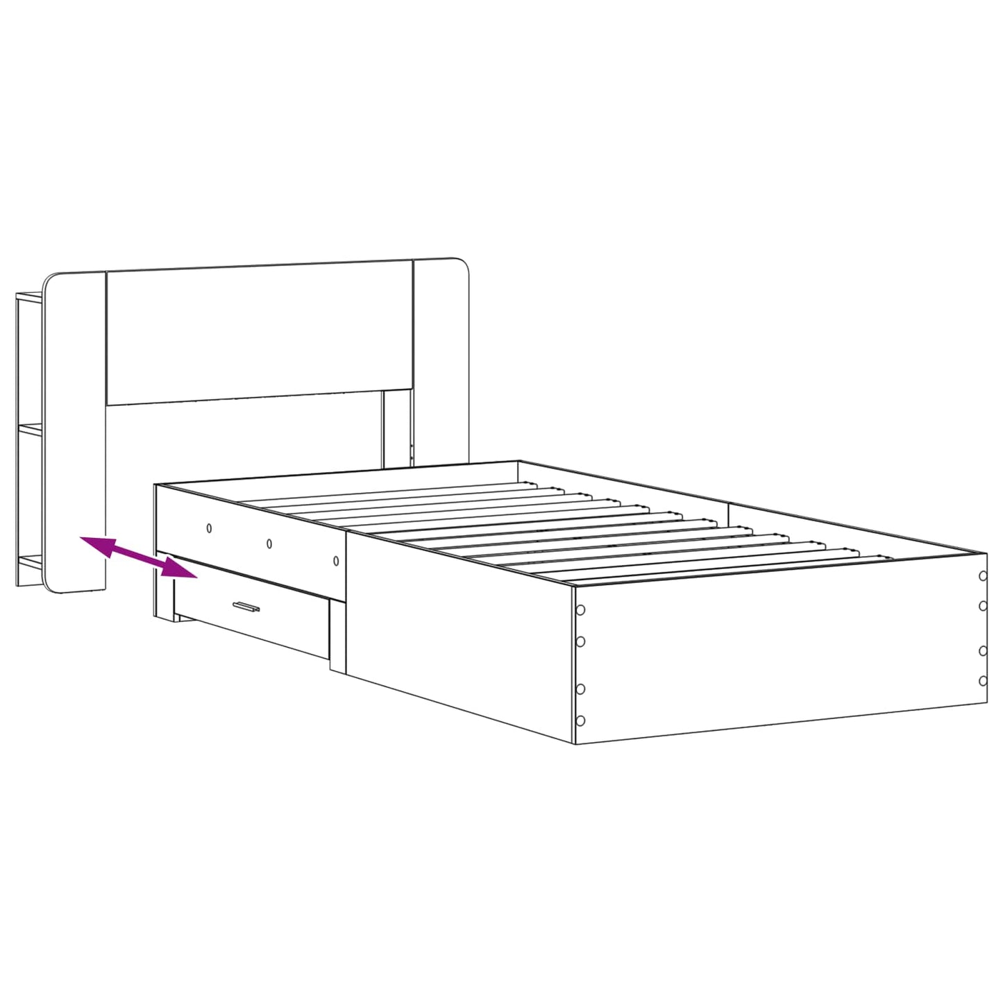 Telaio del letto con storage con testiera Bianco 80 x 200 cm | homemem39
