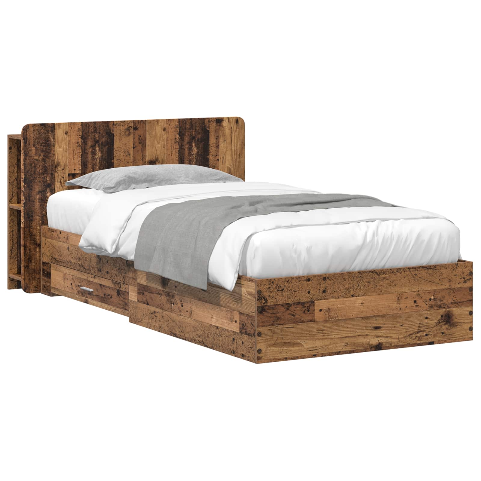 Telaio del letto con storage Legno antico 90 x 190 cm | homemem39