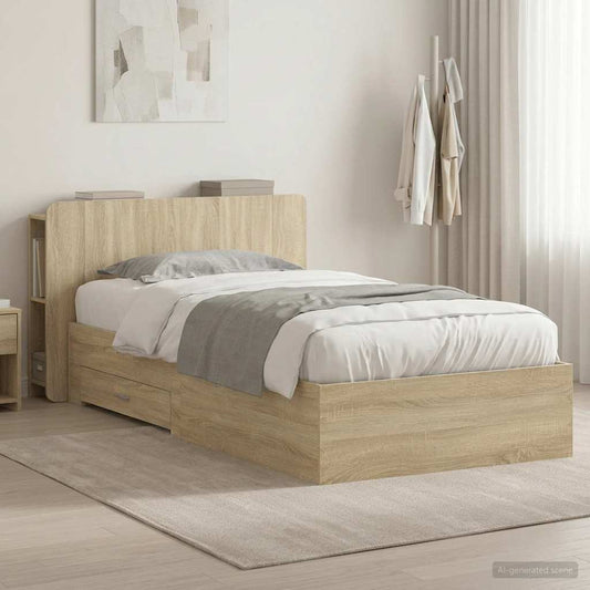 Telaio del letto con storage Rovere Sonoma 90 x 190 cm | homemem39