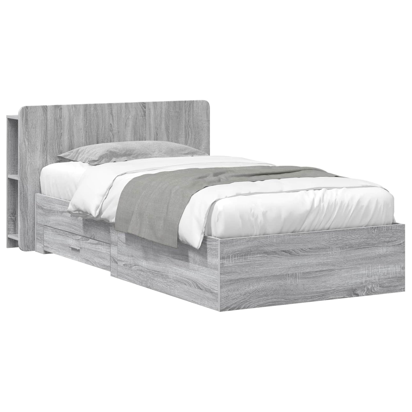 Telaio del letto con storage Sonoma grigio 100 x 200 cm | homemem39