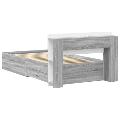 Telaio del letto con storage Sonoma grigio 100 x 200 cm | homemem39